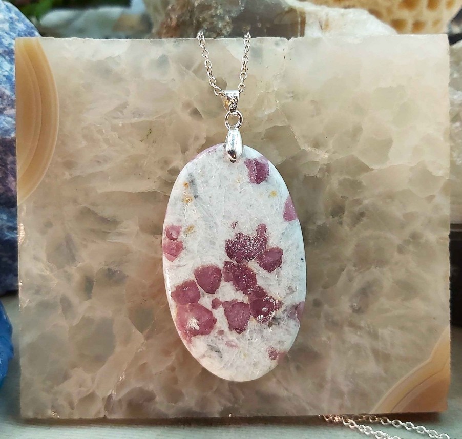 Colliers & Pendentifs reve de bijoux | Tourmaline Rose (Rubellite) Sur Calcite Blanche