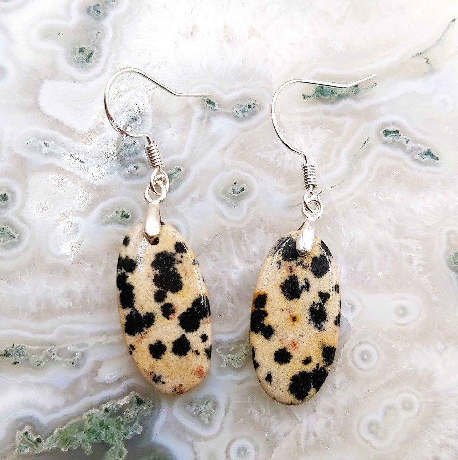 Boucles & Parures reve de bijoux | Boucles D'Oreilles - Jaspe Dalmatien