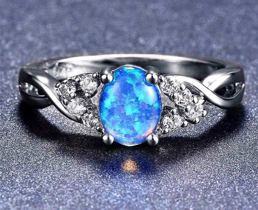 Bagues reve de bijoux | Bague Opale Bleue Et Argent 925