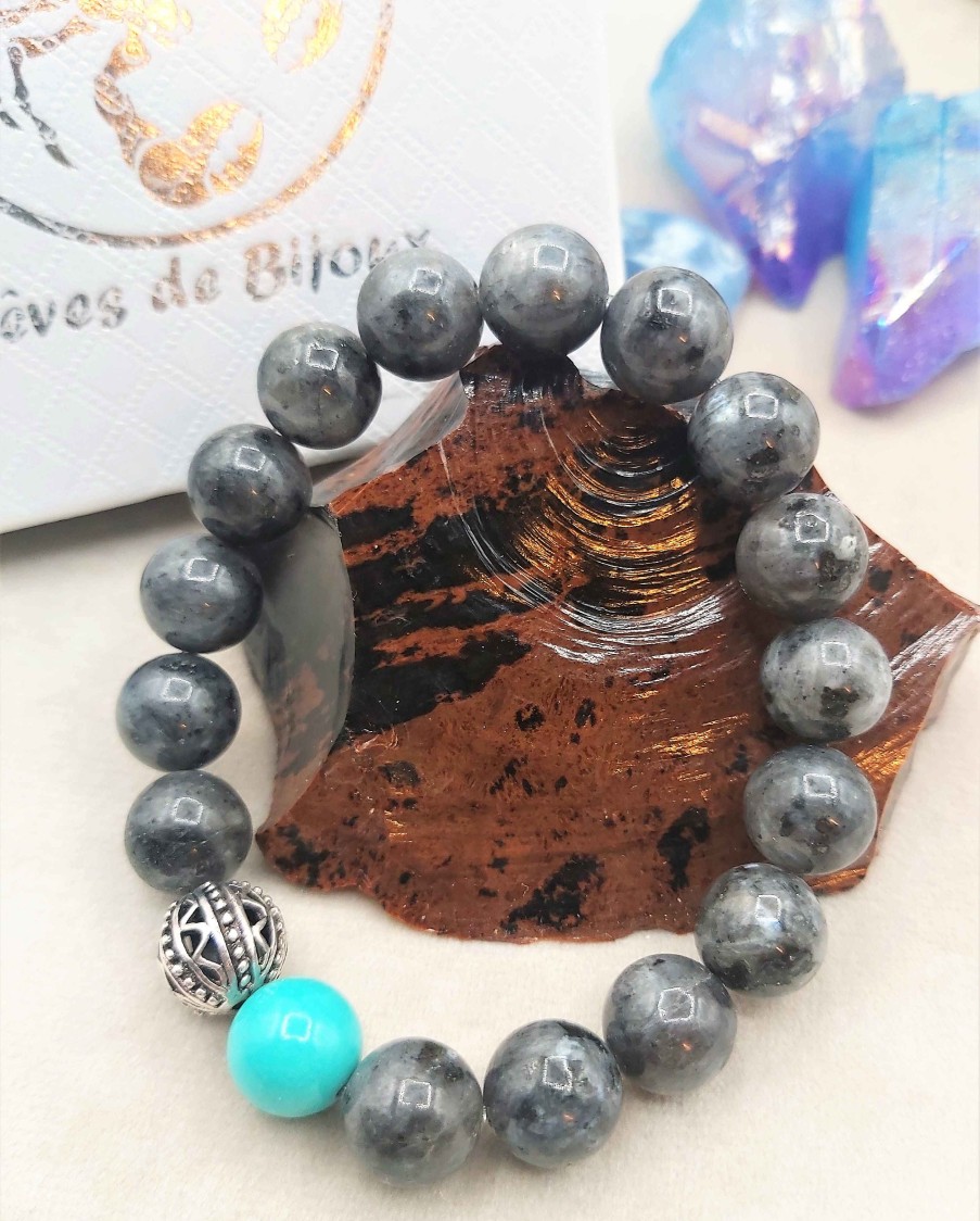 Bracelets reve de bijoux | Bracelet "Energisant" - Perles Labradorite Et Turquoise