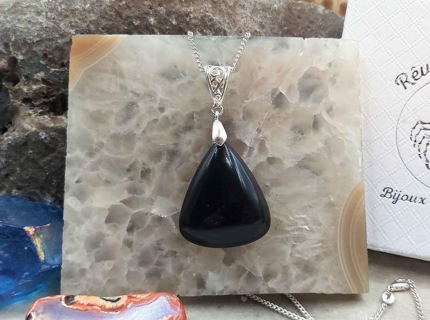 Colliers & Pendentifs reve de bijoux | Tr S Belle Obsidienne Noire