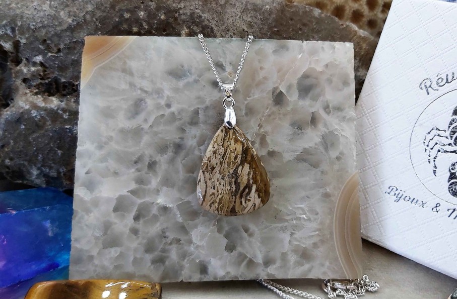 Colliers & Pendentifs reve de bijoux | Ravissant Pendentif Bois Fossile