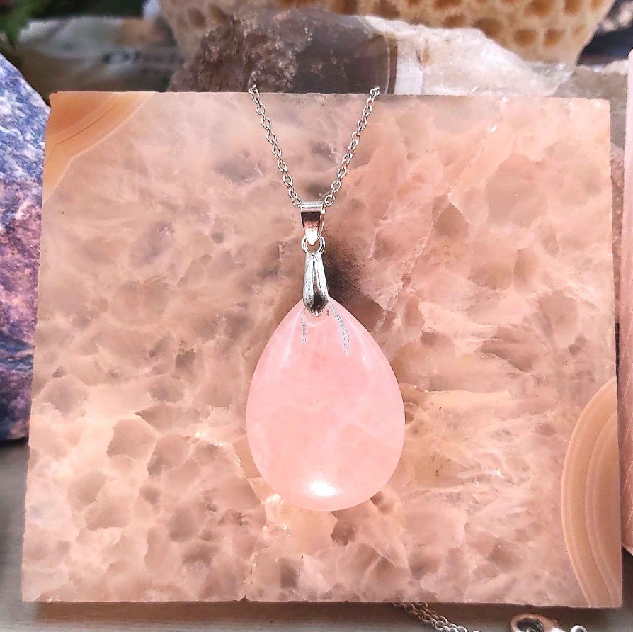 Colliers & Pendentifs reve de bijoux | Belle Larme De Quartz Rose