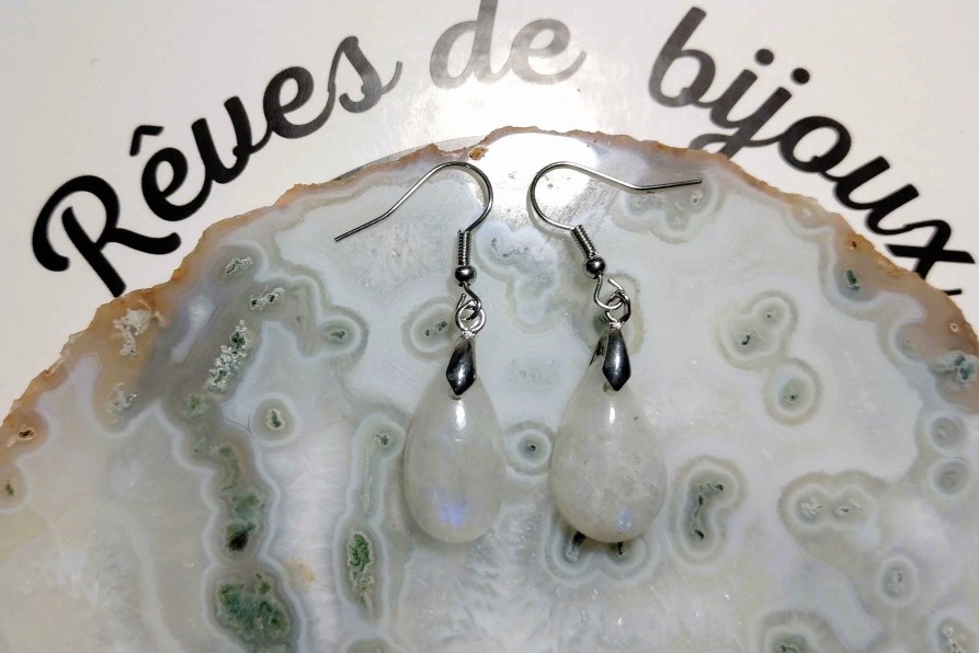 Boucles & Parures reve de bijoux | Boucles D'Oreilles - Pierre De Lune