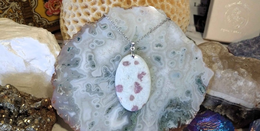 Colliers & Pendentifs reve de bijoux | Tourmaline Rose Dans Calcite Blanche