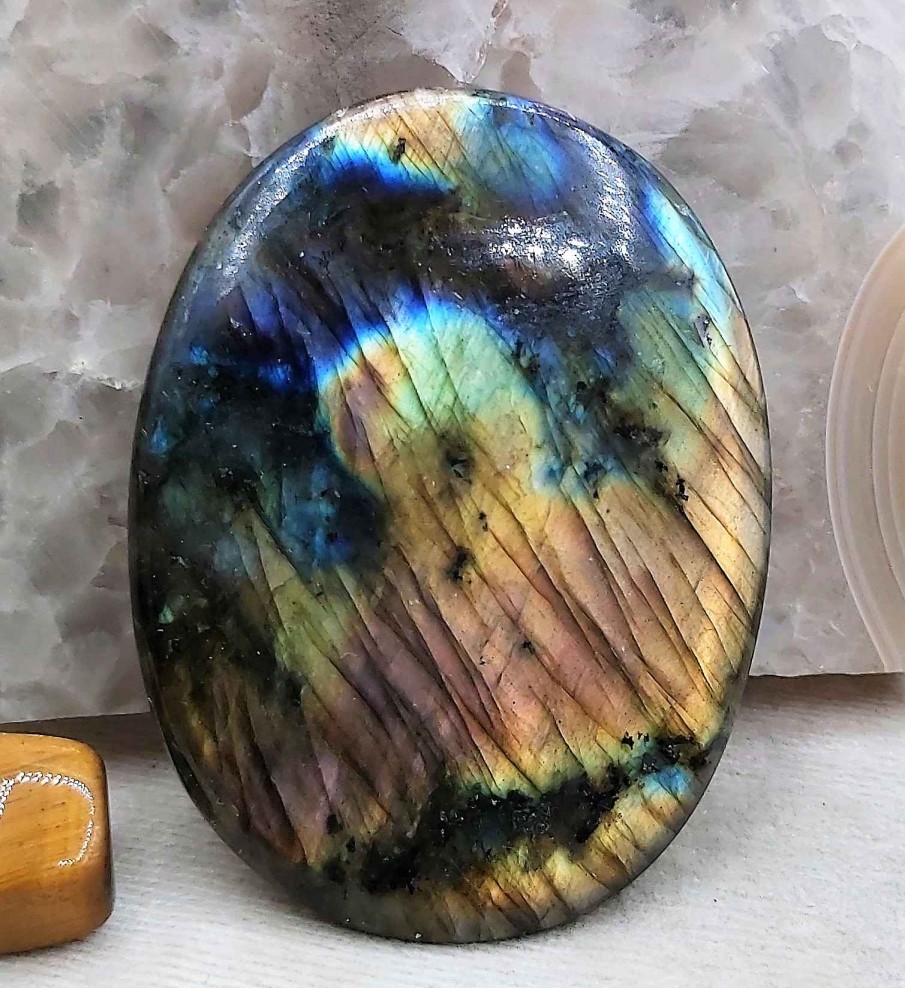 Pierres reve de bijoux | Grande Pierre Plate De Labradorite Multi-Feux