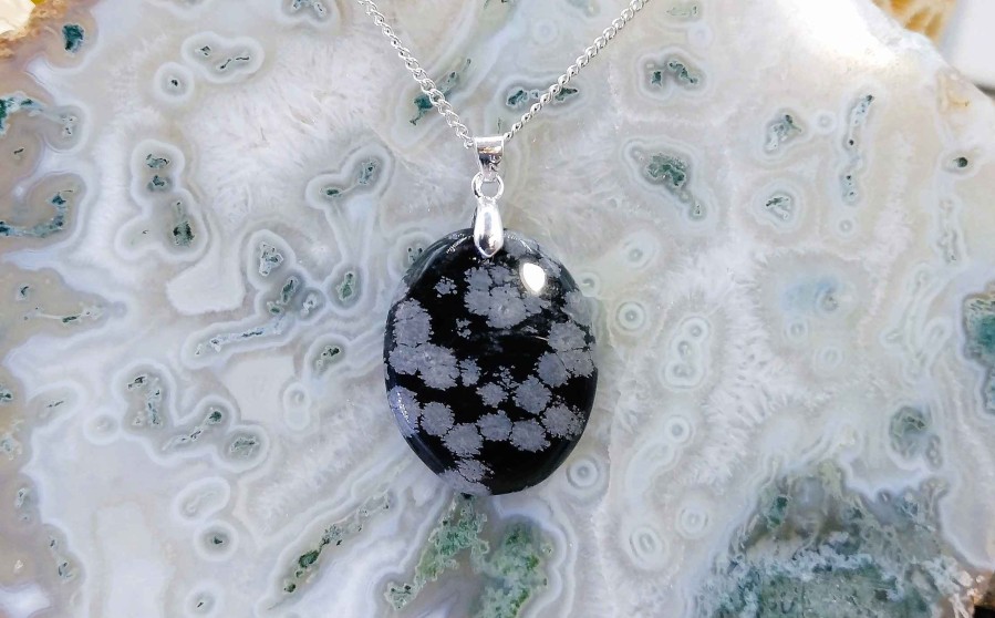 Colliers & Pendentifs reve de bijoux | Obsidienne Flocons De Neige