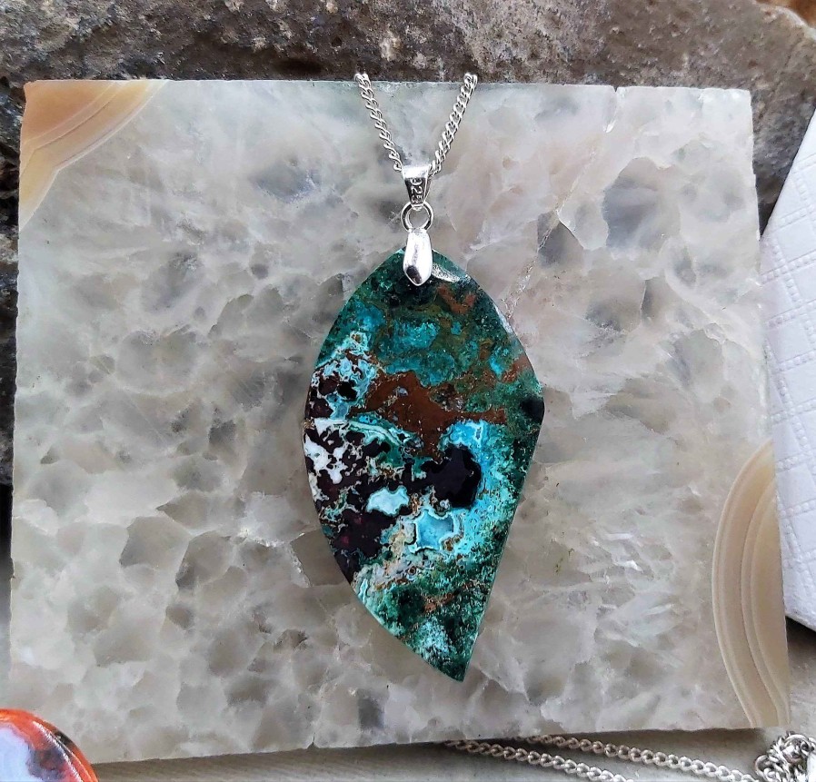 Colliers & Pendentifs reve de bijoux | Splendide Chrysocolle-Shattuckite