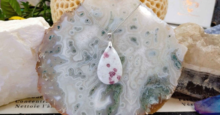 Colliers & Pendentifs reve de bijoux | Tourmaline Rose (Rubellite) Sur Calcite Blanche