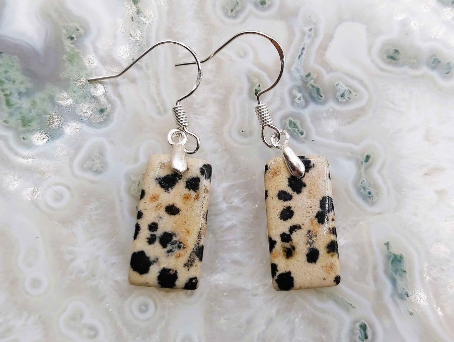 Boucles & Parures reve de bijoux | Boucles D'Oreilles - Jaspe Dalmatien