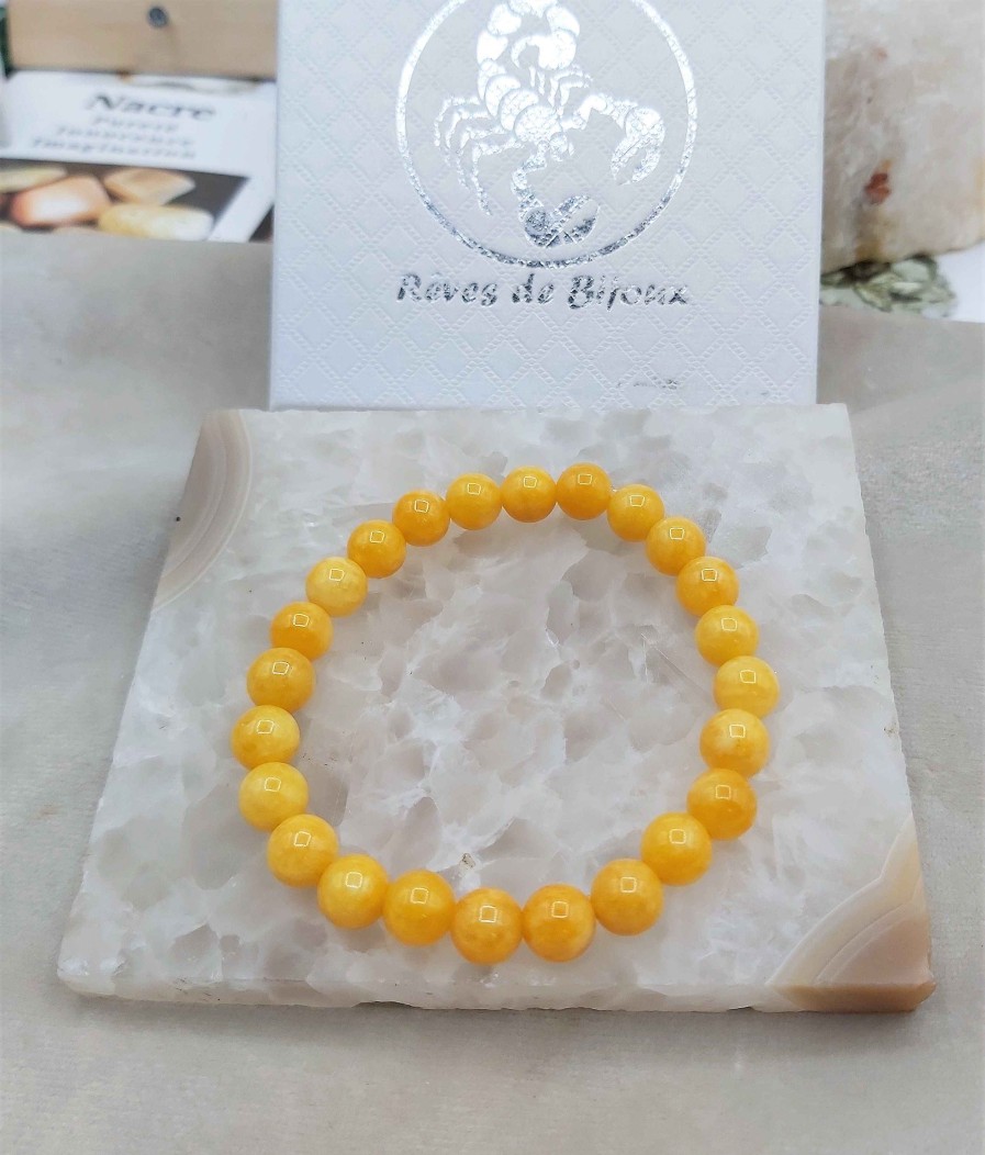 Bracelets reve de bijoux | Bracelet Pierres Naturelles De Jade Abricot