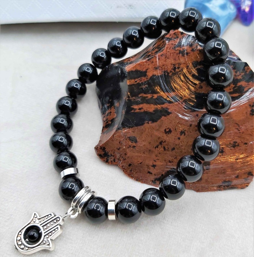 Bracelets reve de bijoux | Bracelet "Protection Et Clairvoyance" Obsidienne Noire