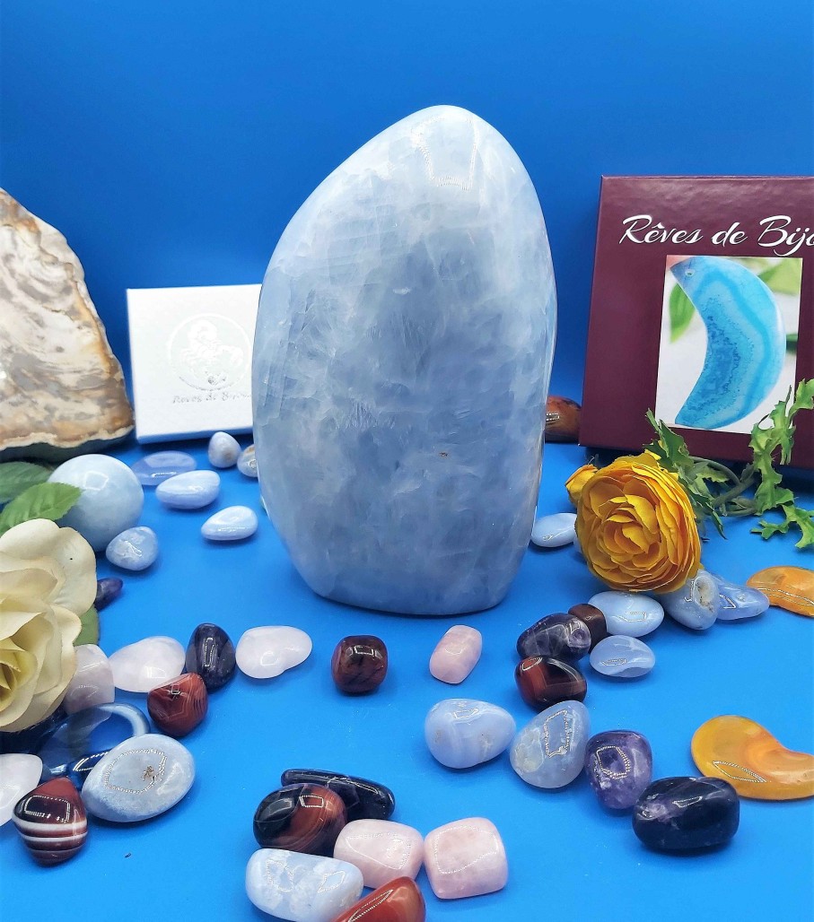 Pierres reve de bijoux | Superbe Menhir De Calcite Bleue