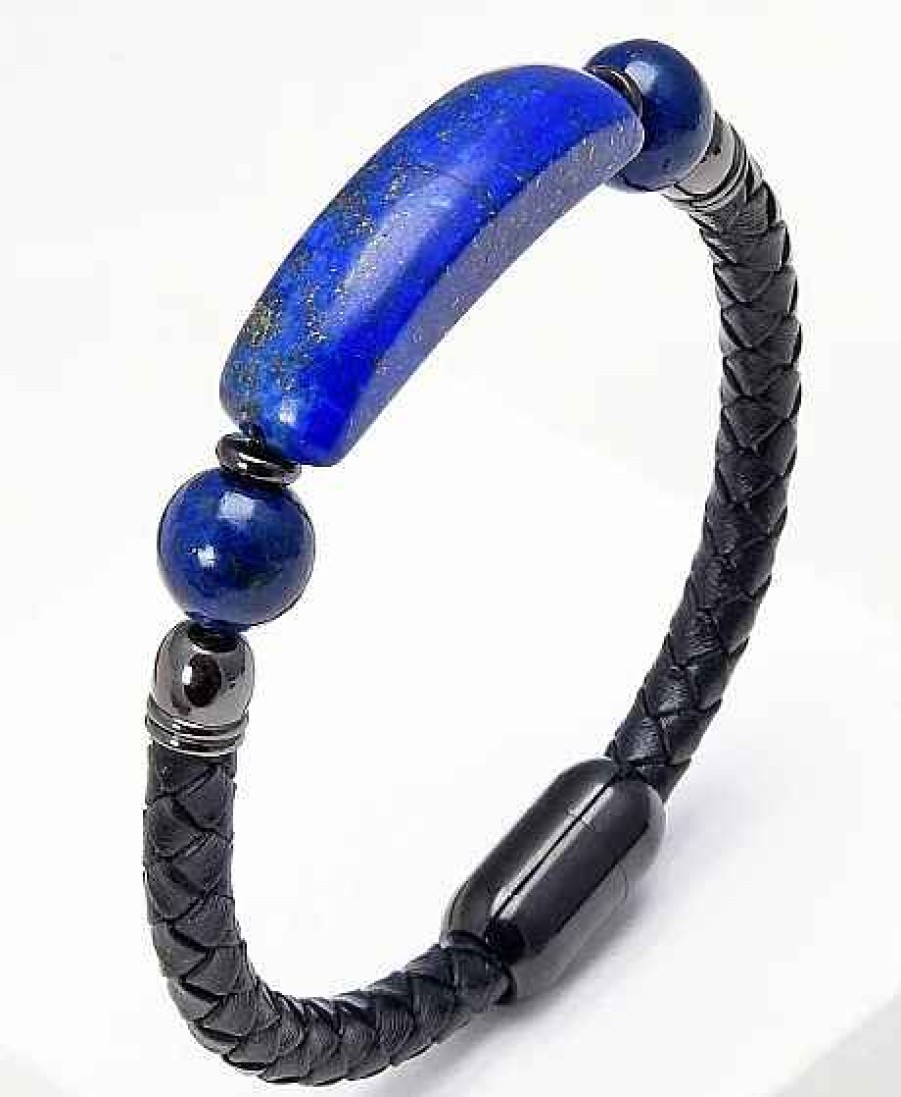 Bracelets reve de bijoux | Bracelet En Cuir V Ritable Et Pierre Naturelle "Lapis Lazuli"