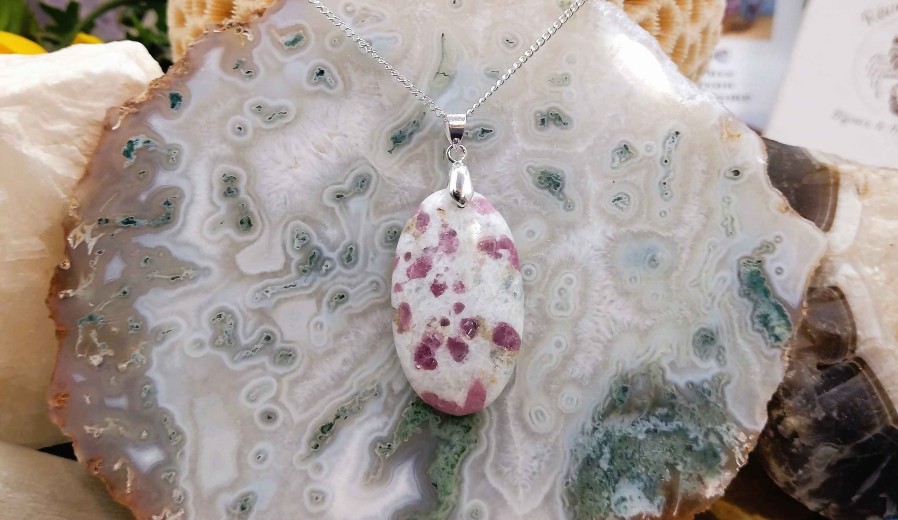 Colliers & Pendentifs reve de bijoux | Grande Tourmaline Rose (Rubellite) Sur Calcite Blanche