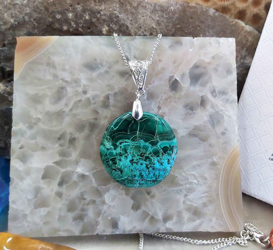 Colliers & Pendentifs reve de bijoux | Tr S Belle Chrysocolle-Malachite