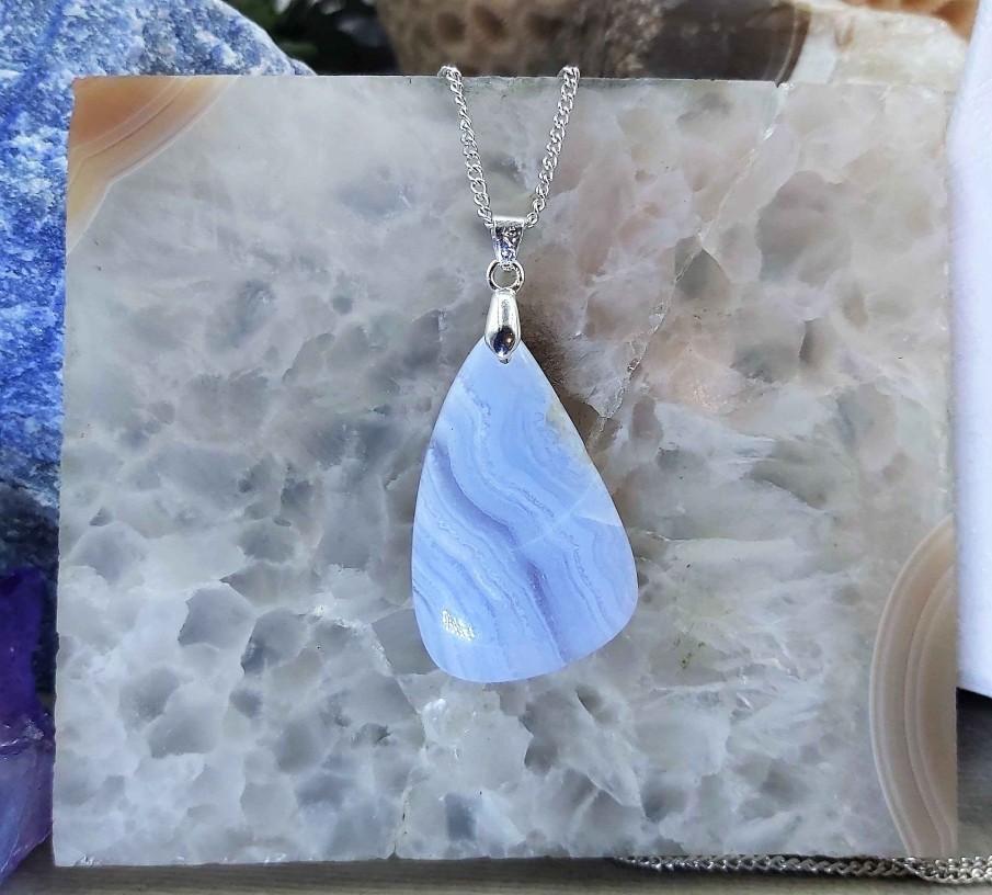 Colliers & Pendentifs reve de bijoux | Splendide Calc Doine Bleue (Agate Blue-Lace)