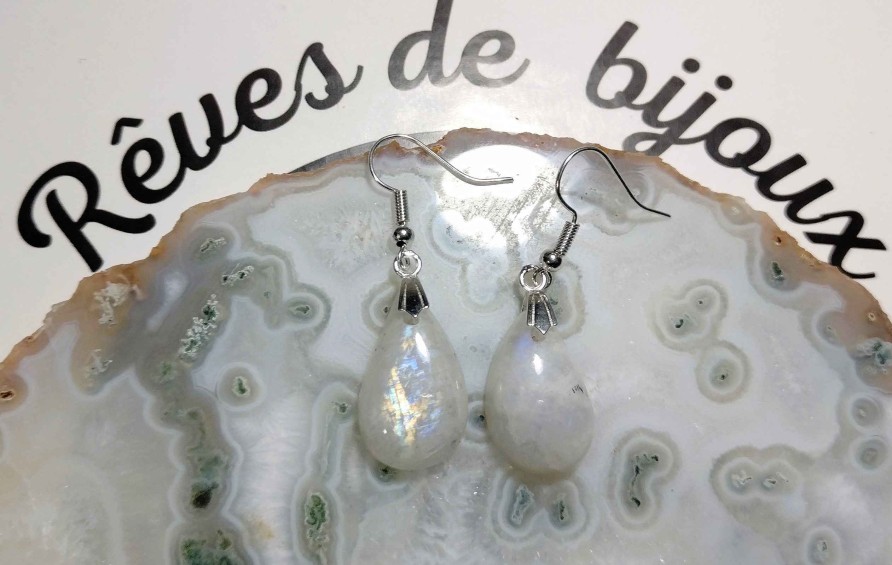 Boucles & Parures reve de bijoux | Boucles D'Oreilles - Pierre De Lune