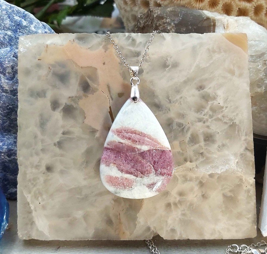 Colliers & Pendentifs reve de bijoux | Tourmaline Rose (Rubellite) Sur Calcite Blanche