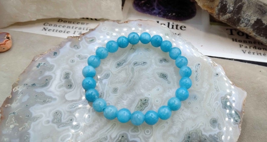 Bracelets reve de bijoux | Bracelet "Douceur Et Bienveillance" Perles De Calc Doine Bleue