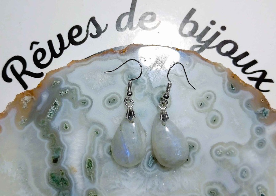 Boucles & Parures reve de bijoux | Boucles D'Oreilles - Pierre De Lune