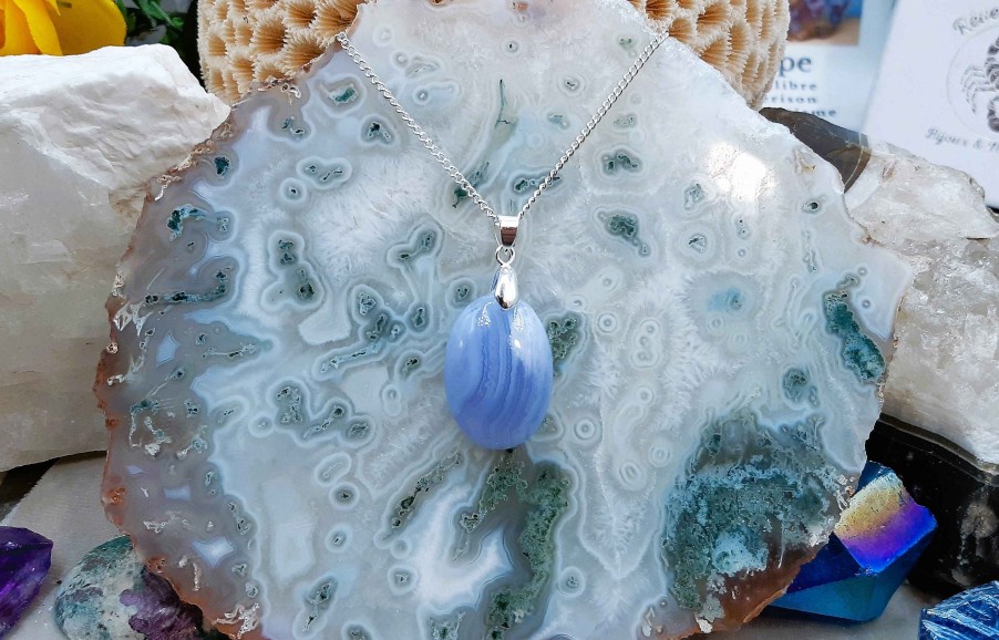 Colliers & Pendentifs reve de bijoux | Adorable Calc Doine Bleue (Agate Blue-Lace)