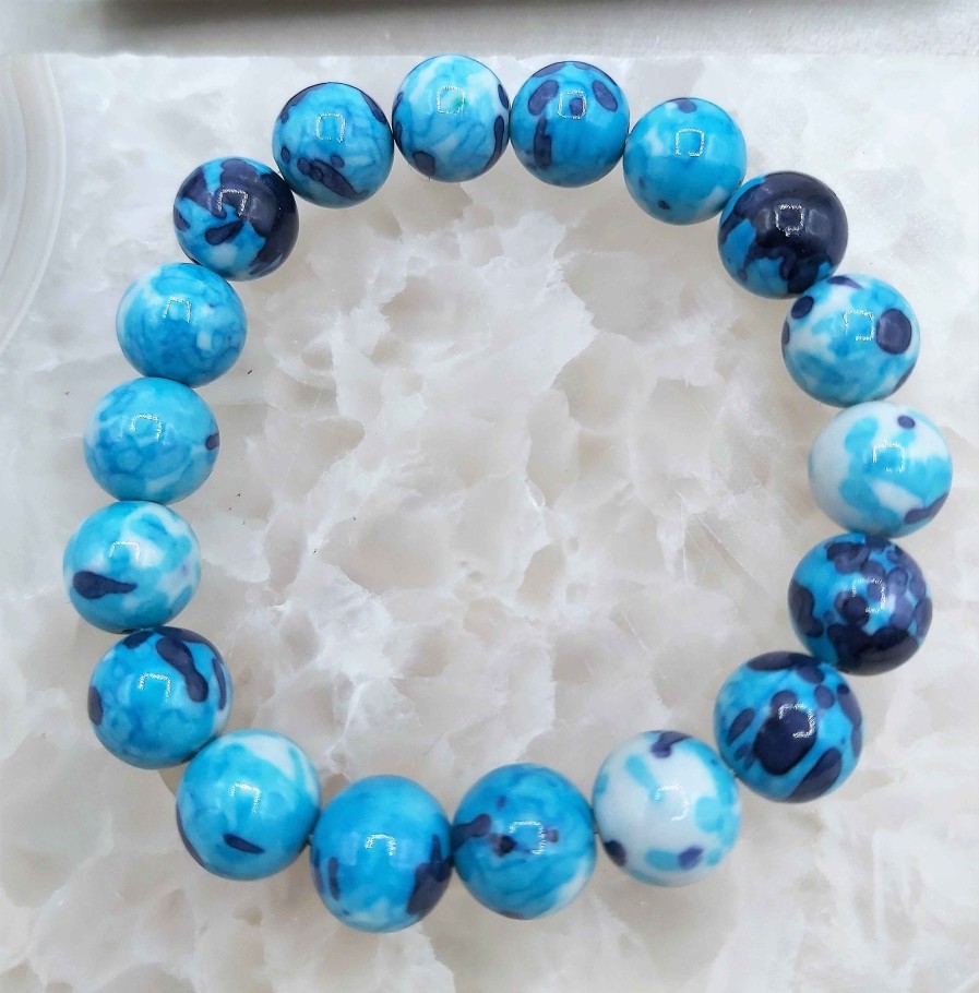 Bracelets reve de bijoux | Bracelet "Equilibre Des Forces" - Perles En Jaspe T Ches Bleues