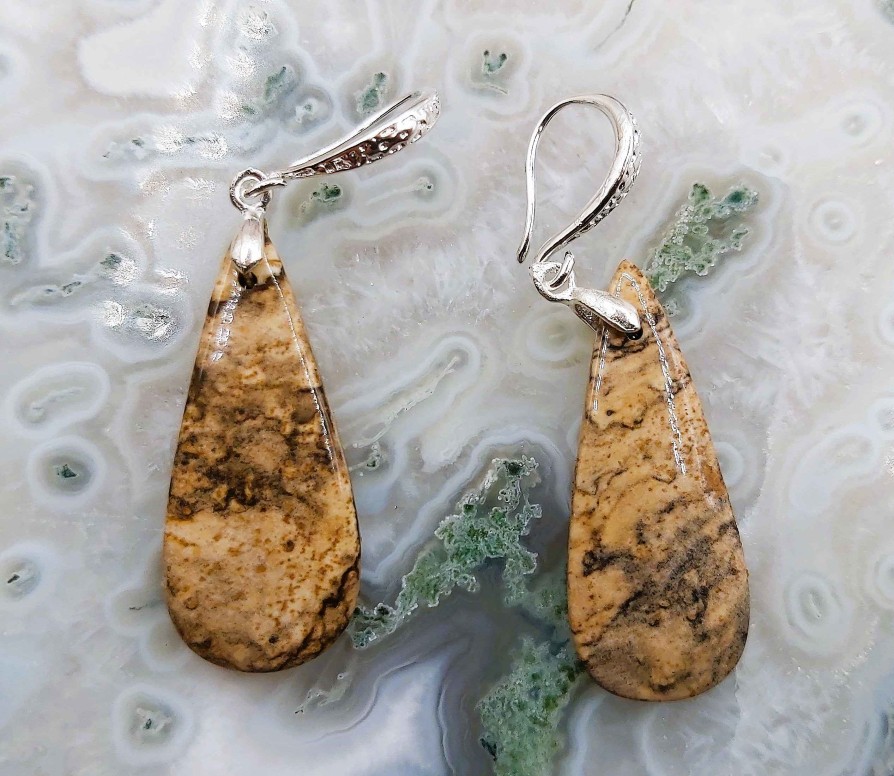 Boucles & Parures reve de bijoux | Boucles D'Oreilles - Jaspe Paysage