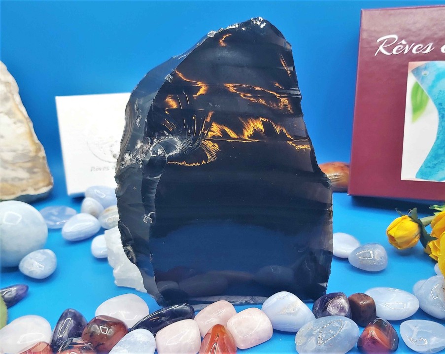 Pierres reve de bijoux | Extraordinaire Menhir D'Obsidienne Noire