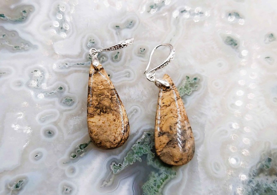 Boucles & Parures reve de bijoux | Boucles D'Oreilles - Jaspe Paysage