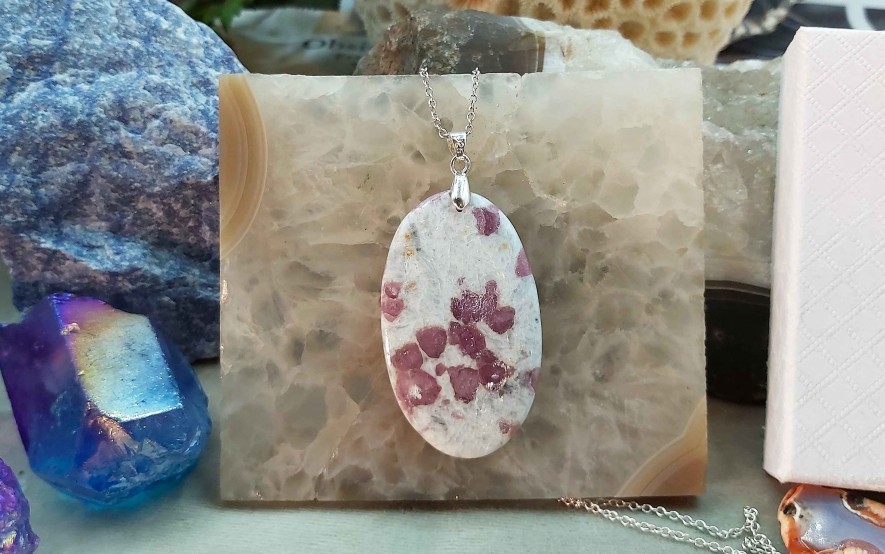 Colliers & Pendentifs reve de bijoux | Tourmaline Rose (Rubellite) Sur Calcite Blanche