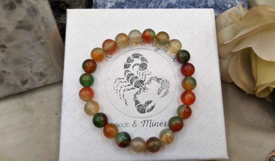 Bracelets reve de bijoux | Bracelet Perles Naturelles D'Agates Paon