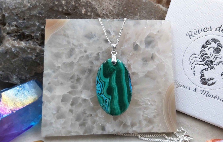 Colliers & Pendentifs reve de bijoux | Tr S Belle Chrysocolle-Malachite