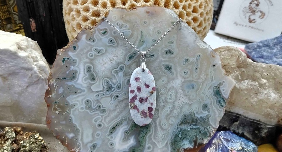 Colliers & Pendentifs reve de bijoux | Tourmaline Rose Dans Calcite Blanche