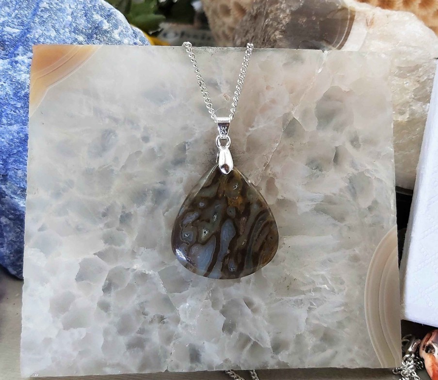 Colliers & Pendentifs reve de bijoux | Superbe Agate Avec Corail Rouge Fossile