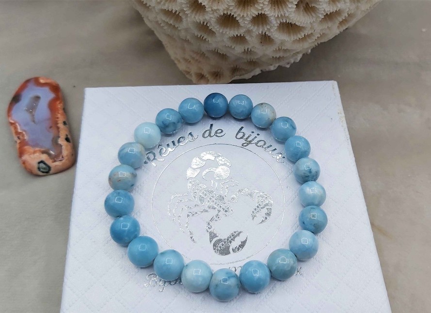 Bracelets reve de bijoux | Bracelet "L Cher-Prise" Perles Naturelles De Larimar