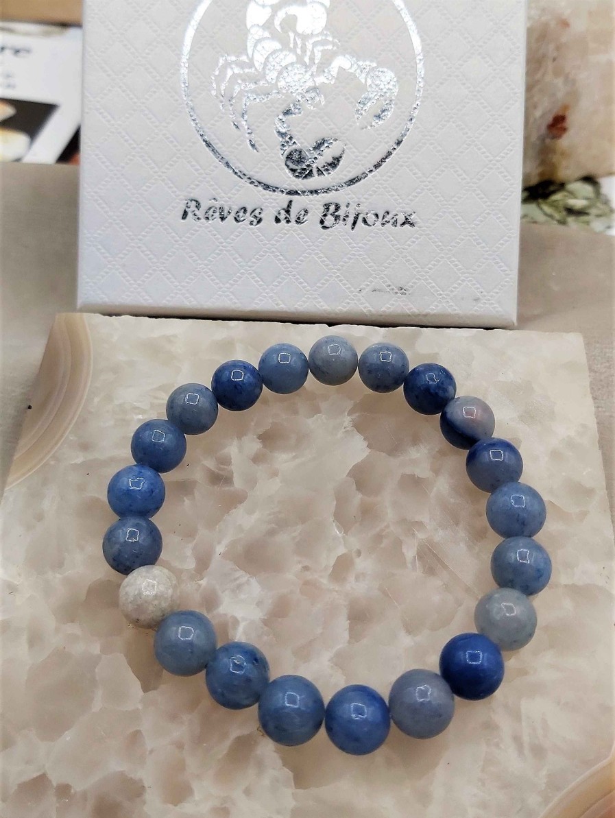 Bracelets reve de bijoux | Bracelet Perles Naturelles D'Aventurine Bleue