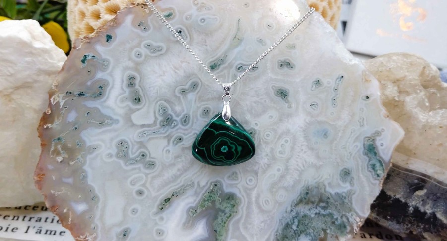 Colliers & Pendentifs reve de bijoux | Petite Malachite D'Afrique Centrale