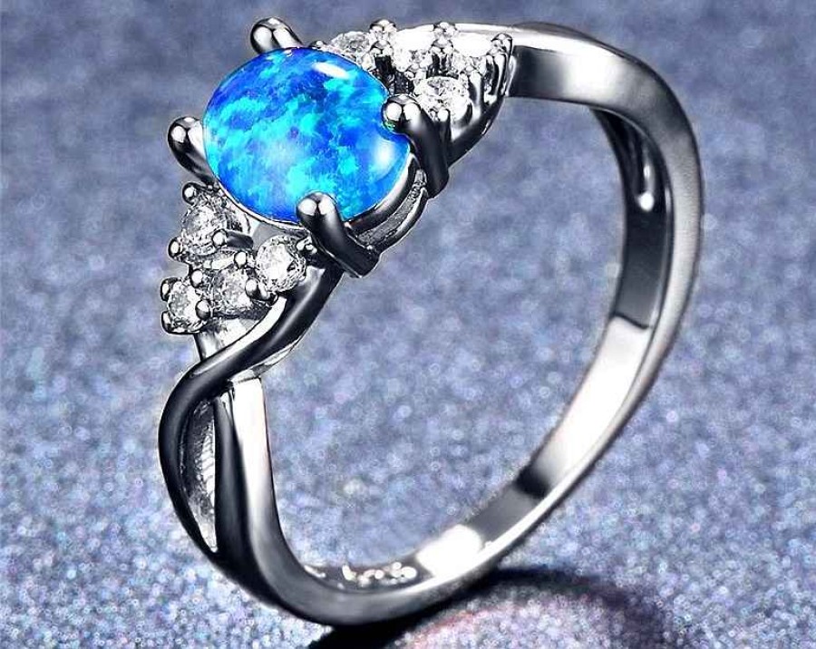 Bagues reve de bijoux | Bague Opale Bleue Et Argent 925