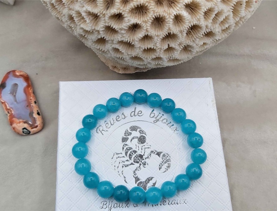 Bracelets reve de bijoux | Bracelet "Frivolit " Perles D'Amazonite Bleue