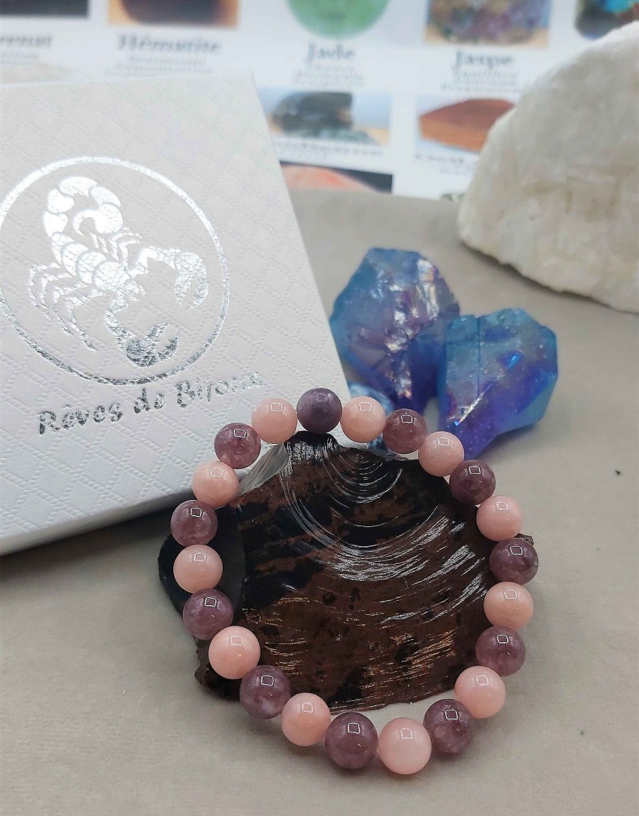 Bracelets reve de bijoux | Bracelet "Justesse, Simplicit Et Apaisement" Jade Rose / L Pidolite