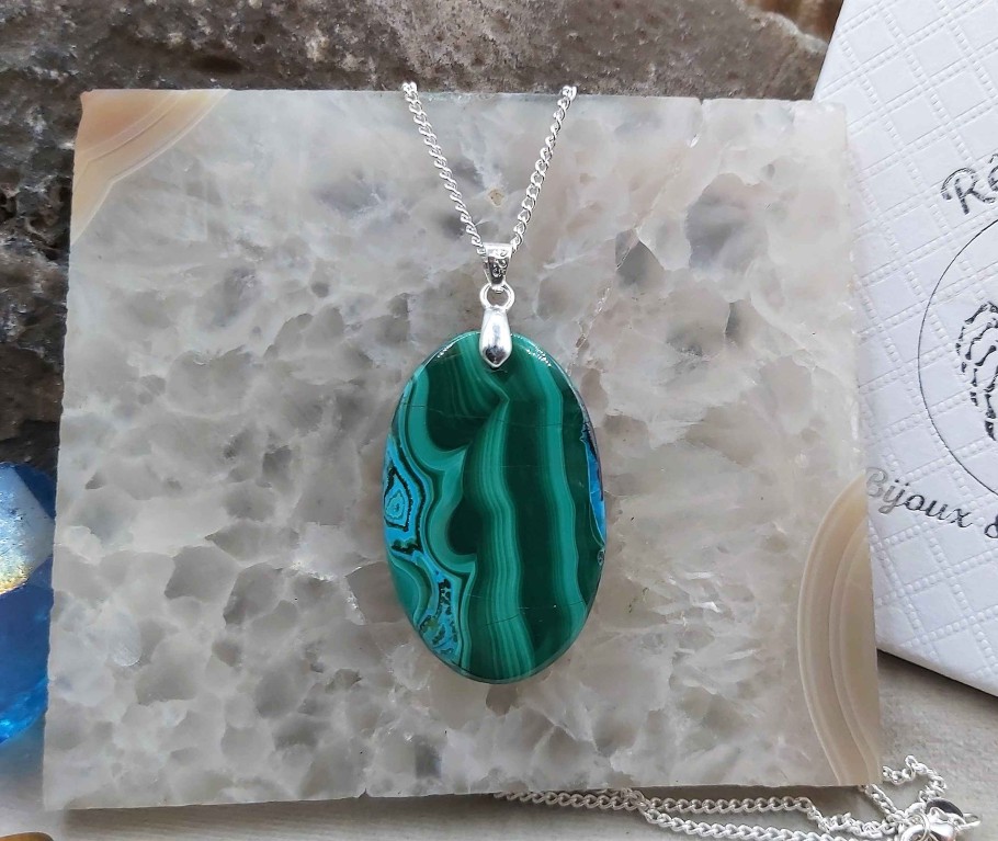 Colliers & Pendentifs reve de bijoux | Tr S Belle Chrysocolle-Malachite