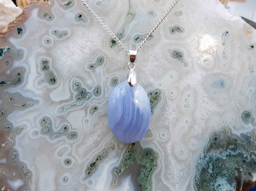 Colliers & Pendentifs reve de bijoux | Adorable Calc Doine Bleue (Agate Blue-Lace)